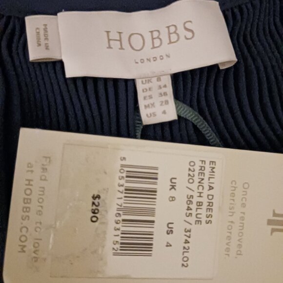 NEW HOBBS LONDON Emilia Pleated Shift Dress Navy Blue Size‎ 4 - Picture 10 of 15